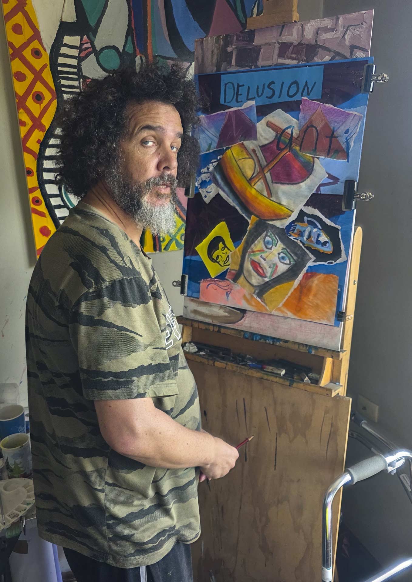 Colm painting at home